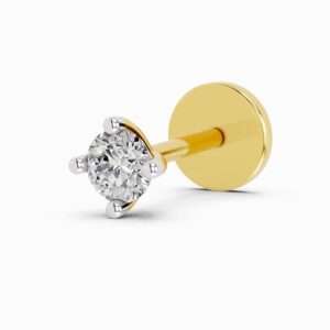 sparq lab grown diamond nosepin for women 0.05 carat pear shape f g vs quality diamond | 925 sterling silver yellow gold plated solitaire nosepin