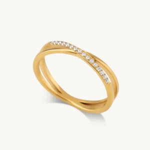 cross over stones lined twist ring