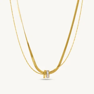 gilded rings layered necklace