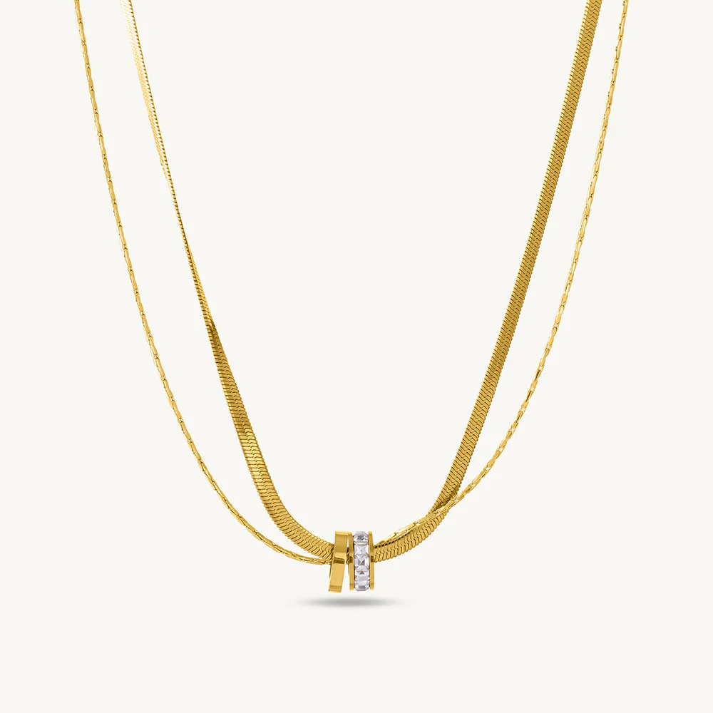 gilded rings layered necklace gilded rings layered necklace